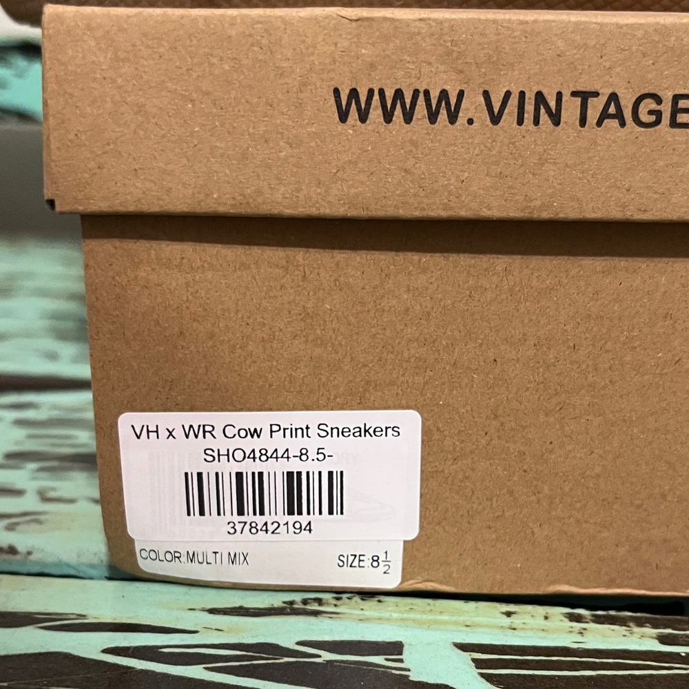 Custom Vintage Havana Cow Print Sneakers - Picture 6 of 7